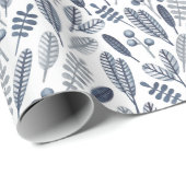 Elegante Saphirblaue Botanik Geschenkpapier (Rolleneckpunkt)