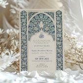 Elegante Sapphire and Cream Islamic Lace Wedding Einladung