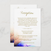 Elegante Sapphire Blue Orange Gold Wedding Begleitkarte (Vorne/Hinten)