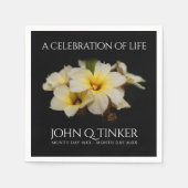 Elegante Satin-Blume auf Schwarz Serviette (Vorderseite)