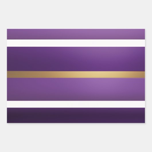 Elegante Satin Finish Royal Lila und Gold Geschenkpapier Set (Vorderseite)