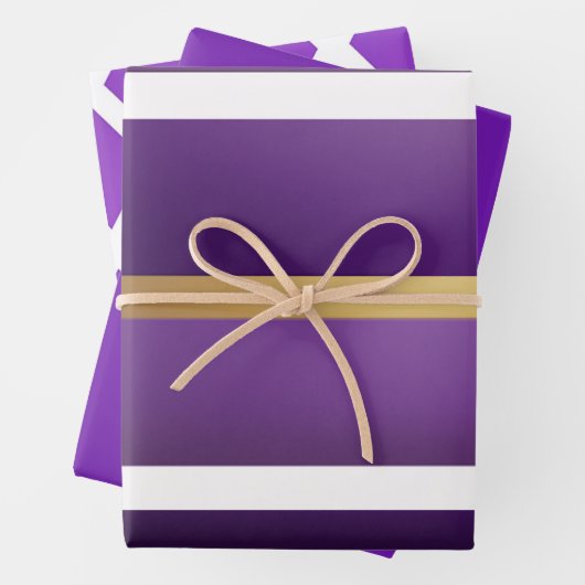 Elegante Satin Finish Royal Lila und Gold Geschenkpapier Set (Beispiel)