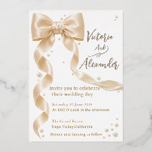 Elegante Satin-Schleifen-Folie Hochzeitseinladung