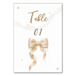 Elegante Satin-Schleifen-Hochzeitstischkarte Tischnummer