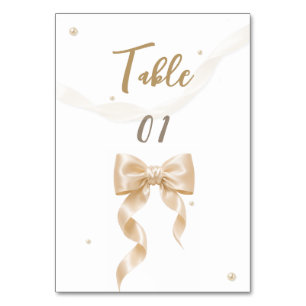 Elegante Satin-Schleifen-Hochzeitstischkarte Tischnummer