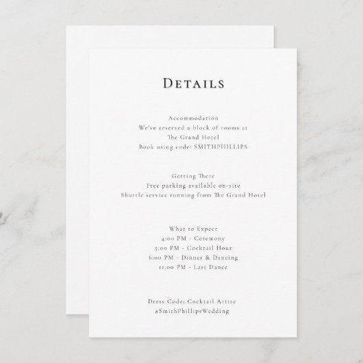 Elegante, saubere Details zur Hochzeit Begleitkarte (Vorne/Hinten)