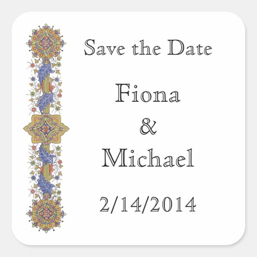 Elegante Save the Date antike Art Custom Stickers (Vorderseite)