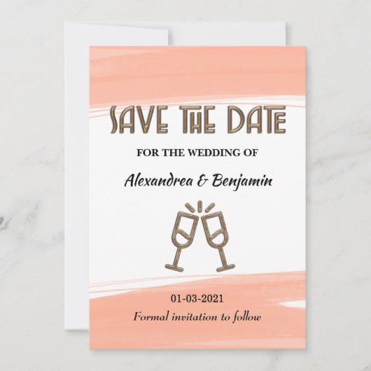 Elegante Save the Date Aquarell Rosa Moderne Karte (Vorderseite)
