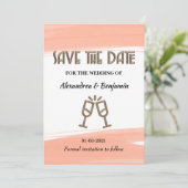 Elegante Save the Date Aquarell Rosa Moderne Karte (Stehend Vorderseite)
