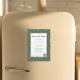 Elegante Save the Date Aztek Gold Foliage Kontur Magneteinladung