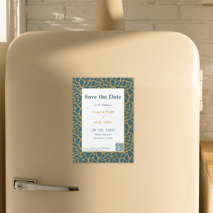 Elegante Save the Date Aztek Gold Foliage Kontur Magneteinladung