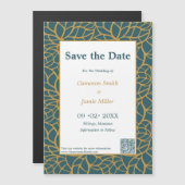 Elegante Save the Date Aztek Gold Foliage Kontur Magneteinladung (Vorne/Hinten)