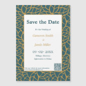 Elegante Save the Date Aztek Gold Foliage Kontur Magneteinladung (Vorderseite)