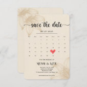 Elegante Save the Date Card - Beige Botanische Kar (Vorne/Hinten)