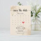 Elegante Save the Date Card - Beige Botanische Kar (Stehend Vorderseite)