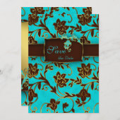 Elegante Save the Date Card Gold Floral BB 2 (Vorne/Hinten)