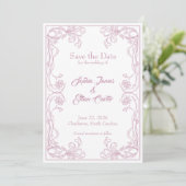 Elegante Save the Date Card - Rosa Filigree Einladung (Stehend Vorderseite)
