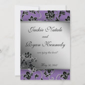 Elegante Save the Date Card Silver Floral Lila (Rückseite)