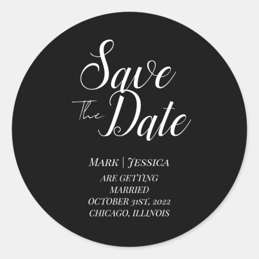 Elegante Save The Date Dankeskarten Runder Aufkleber (Vorderseite)