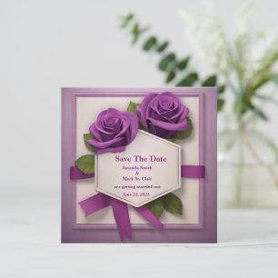 Elegante Save-the-Date: Eine Affäre mit lila Rosen Save The Date