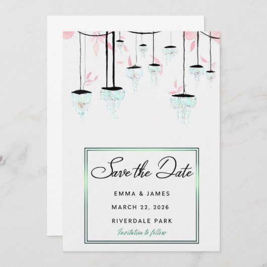 Elegante Save the Date Einladung (Vorne/Hinten)
