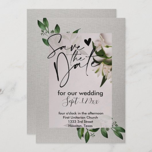 Elegante Save the Date Einladung (Vorne/Hinten)