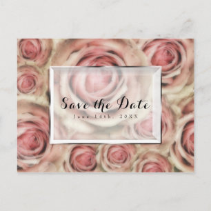 Elegante Save-the-Date-Einladungskarten mit rosa R Ankündigungspostkarte
