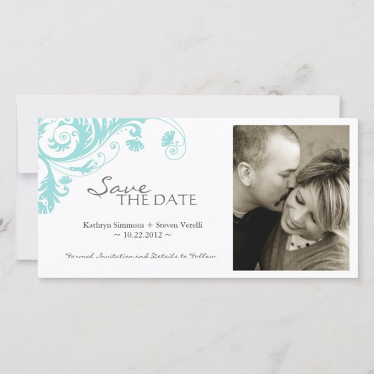Elegante Save the Date Fotokarte (Vorderseite)