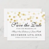Elegante Save the Date Gold Foil Glitzer Lights Ankündigungspostkarte (Vorne/Hinten)