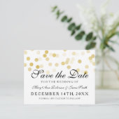 Elegante Save the Date Gold Foil Glitzer Lights Ankündigungspostkarte (Stehend Vorderseite)
