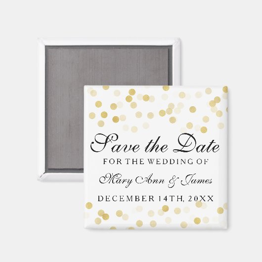 Elegante Save the Date Gold Foil Glitzer Lights Magnet (Vorderseite/Rückseite)