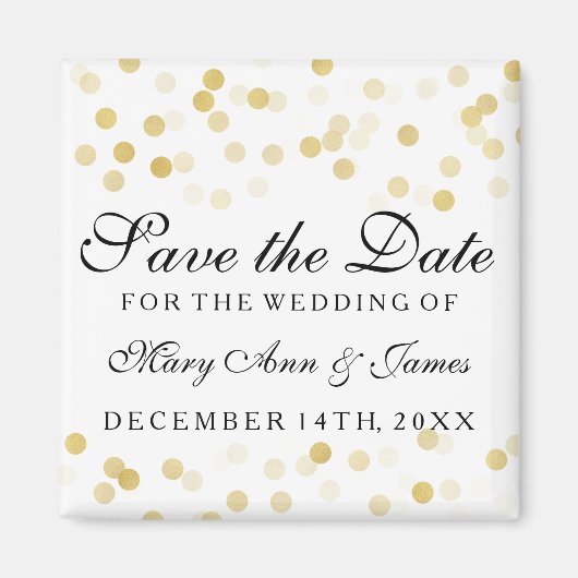 Elegante Save the Date Gold Foil Glitzer Lights Magnet (Vorne)