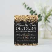 Elegante Save the Date Gold Lights (Stehend Vorderseite)