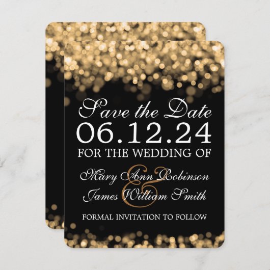 Elegante Save the Date Gold Lights (Vorne/Hinten)