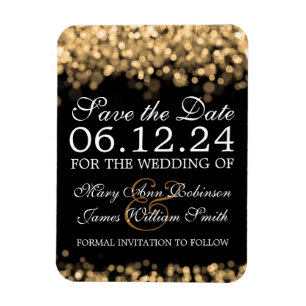 Elegante Save the Date Gold Lights Magnet