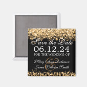 Elegante Save the Date Gold Lights Magnet (Vorderseite/Rückseite)