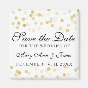 Elegante Save the Date Goldfolien-Glitzer-Lichter Magnet
