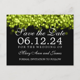 Elegante Save the Date grüne Lichter Ankündigungspostkarte