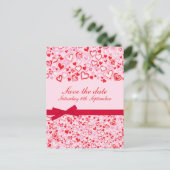 Elegante Save the Date Herz & Bows rosa Karte (Stehend Vorderseite)