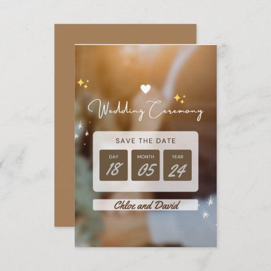 Elegante "Save the Date" Hochzeitkarte - bearbeitb Save The Date (Vorne/Hinten)