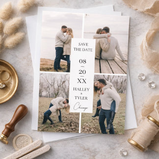 Elegante Save-the-Date-Hochzeitsfoto-Collage Einladung