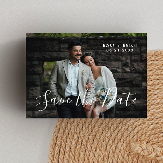 Elegante Save the Date Hochzeitslandschaft Foto-Ka Dankeskarte