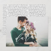 Elegante Save the Date kalligraphische Fotokarte (Vorne/Hinten)