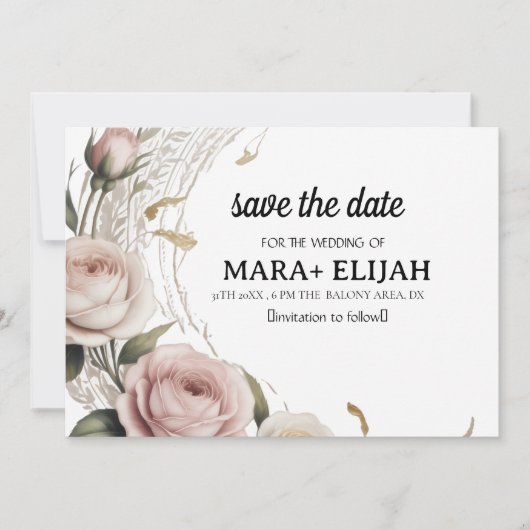 Elegante Save the Date Karte (Vorderseite)