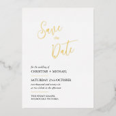 Elegante Save the Date-Karte, lakonisches Design Folieneinladung (Vorderseite)