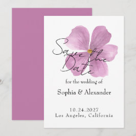 Elegante Save-the-Date-Karte - Lila Aquarell-Blume Einladung