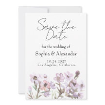 Elegante Save-the-Date-Karte - Lila Aquarell-Blume