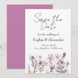 Elegante Save-the-Date-Karte - Lila Aquarell-Blume Einladung