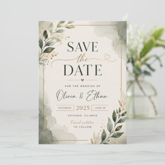 Elegante Save-the-Date-Karte Save The Date (Stehend Vorderseite)