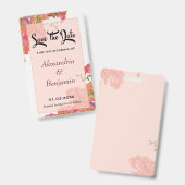 Elegante Save the Date Korallen Blume Wasserfarbe Ausweis (Vorder- & Rückseite)